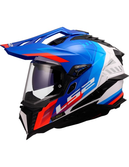 Casco LS2 MX701 Explorer Hexa | Blanco-azul-rojo