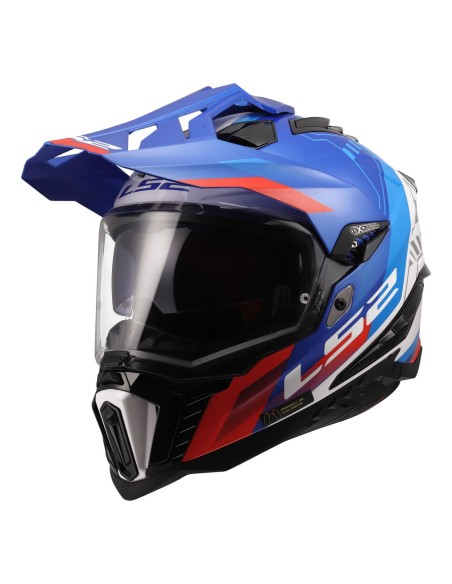 Casco LS2 MX701 Explorer Hexa | Blanco-azul-rojo