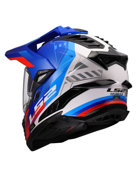 Casco LS2 MX701 Explorer Hexa | Blanco-azul-rojo