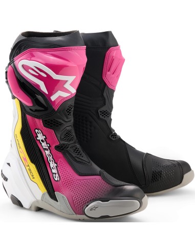 Botas Alpinestars Supertech R | Negro-magenta-blanco-amarillo