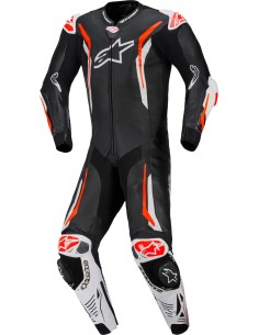 Mono Alpinestars 1PC GP Tech V5 | Negro-blanco-rojo fluor