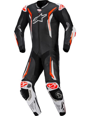 Mono Alpinestars 1PC GP Tech V5 | Negro-blanco-rojo fluor