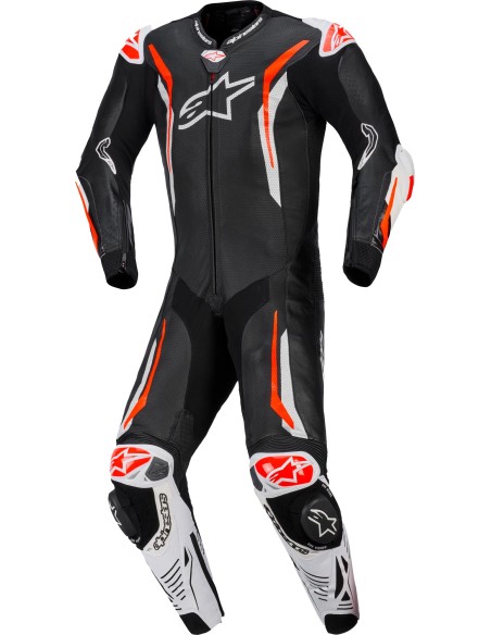 Mono Alpinestars 1PC GP Tech V5 | Negro-blanco-rojo fluor