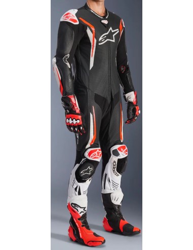 Mono Alpinestars 1PC GP Tech V5 | Negro-blanco-rojo fluor