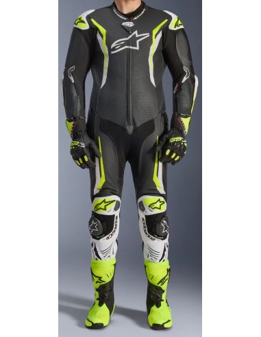 Mono Alpinestars 1PC GP Tech V5 | Negro-blanco-amarillo fluor