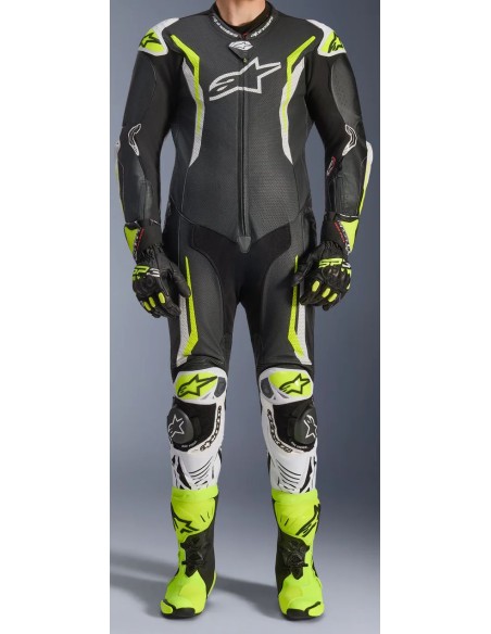 Mono Alpinestars 1PC GP Tech V5 | Negro-blanco-amarillo fluor