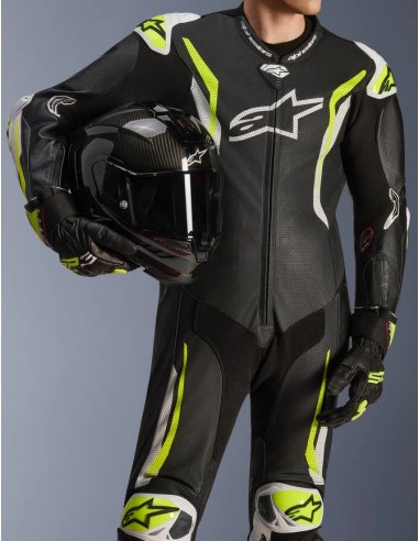 Mono Alpinestars 1PC GP Tech V5 | Negro-blanco-amarillo fluor