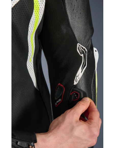 Mono Alpinestars 1PC GP Tech V5 | Negro-blanco-amarillo fluor