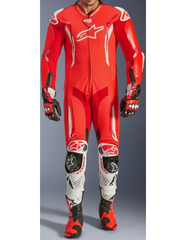 Mono Alpinestars 1PC GP Tech V5 | Rojo fluor-rojo brillante-blanco