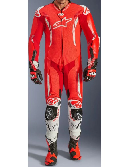 Mono Alpinestars 1PC GP Tech V5 | Rojo fluor-rojo brillante-blanco