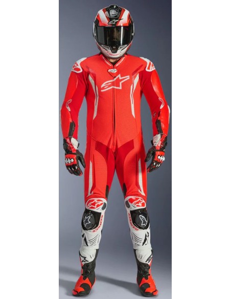 Mono Alpinestars 1PC GP Tech V5 | Rojo fluor-rojo brillante-blanco
