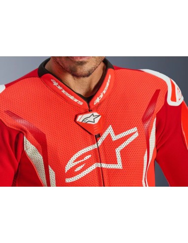 Mono Alpinestars 1PC GP Tech V5 | Rojo fluor-rojo brillante-blanco