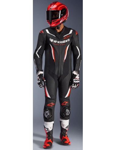 Mono Alpinestars 1PC GP Force V2 | Negro-blanco-rojo fluor