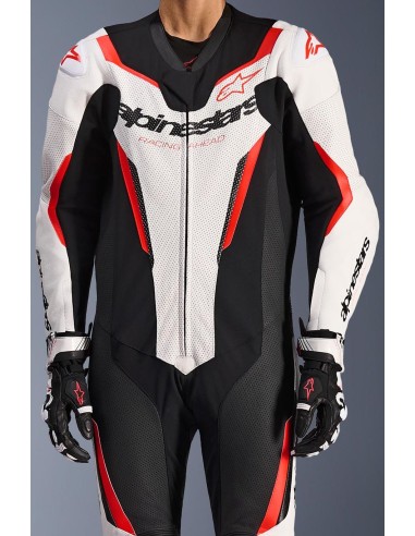 Mono Alpinestars 1PC GP Force V2 | Blanco-negro-rojo fluor
