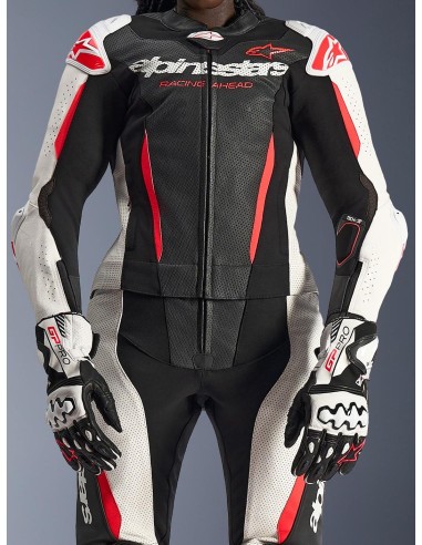 Mono Alpinestars 2PCs Stella GP-R7 | Negro-blanco-rojo fluor