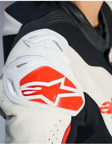 Mono Alpinestars 1PC Stella GP-R7 | Blanco-negro-rojo fluor