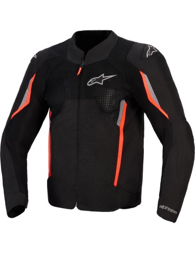 Chaqueta Alpinestars AST V3 Air | Negro-gris oscuro-rojo fluor