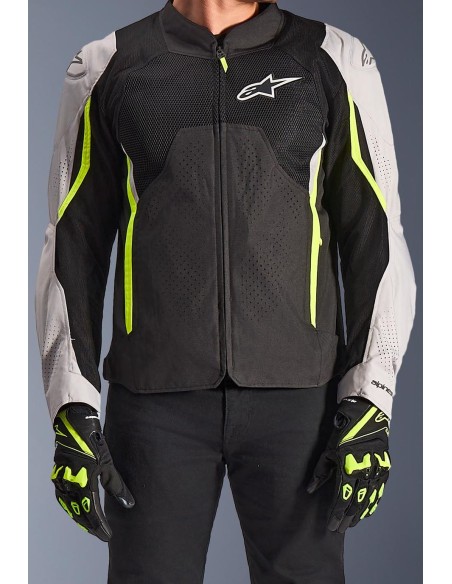 Chaqueta Alpinestars AST V3 Air | Negro-plata-amarillo fluor