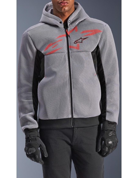 Sudadera Alpinestars Chrome Superairflow | Negro-gris medio-rojo fluor