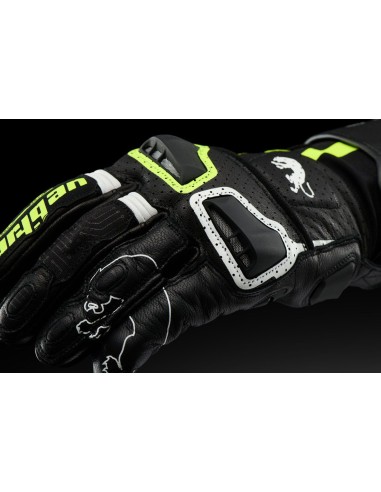 Guantes Furygan Styg15 Vented | Negro-blanco-amarillo neón