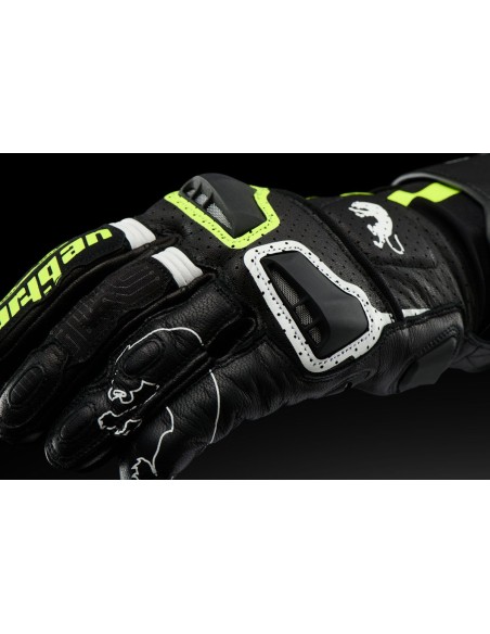 Guantes Furygan Styg15 Vented | Negro-blanco-amarillo neón