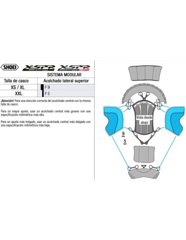 Recambio Shoei Acolchado Superior Lateral Tipo P para X-SPR Pro / X-SPR Pro 02
