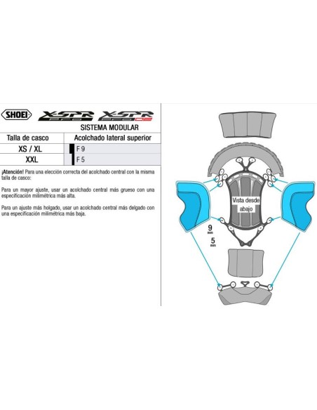 Recambio Shoei Acolchado Superior Lateral Tipo P para X-SPR Pro / X-SPR Pro 02