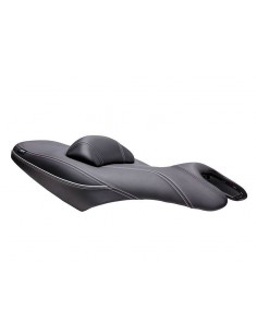 Banco Shad Yamaha T-Max, preto com costura branca.