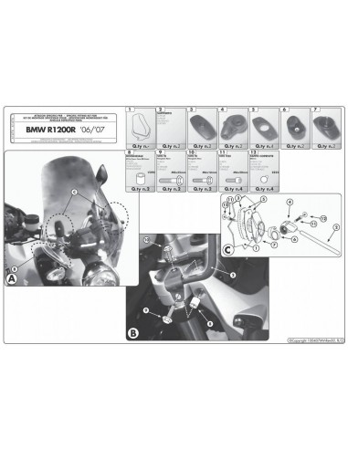 Kit Anclajes Cúpula Givi A147A BMW R 1200 R (06-10)