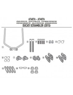 Kit Anclajes Cúpula Givi A7407A Ducati Scrambler 800 / 400 (15-17)