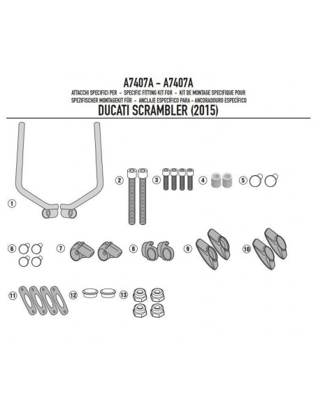 Kit Anclajes Cúpula Givi A7407A Ducati Scrambler 800 / 400 (15-17)
