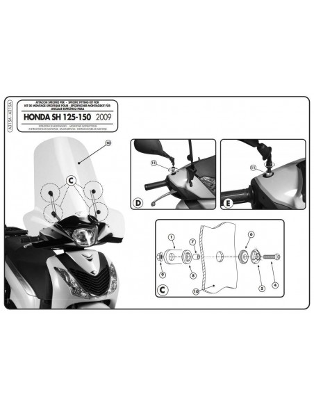 Kit de montagem Givi A315A para Honda SH 125 (09-12)