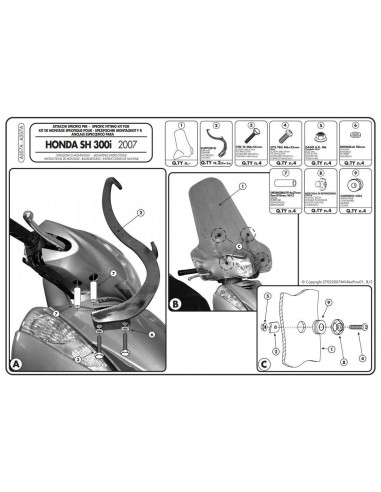 Kit Ancoragem Givi A307A para Honda SH 300 (07-10)