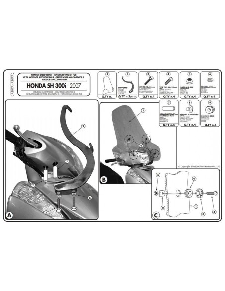 Kit Anclaje Givi A307A Honda SH 300 (07-10)