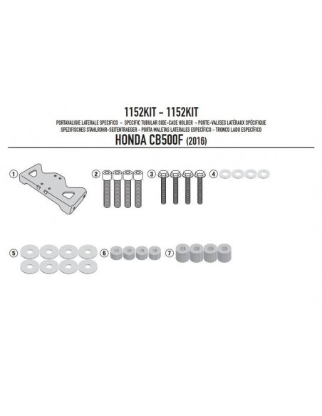 Kit Anclajes Porta Maletas Givi 1152KIT Honda CB 500 F (16-17)