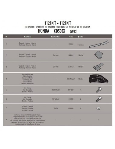 Kit Anclajes Porta Maleta Lateral Givi 1121KIT Honda CB 500 X (13-18)