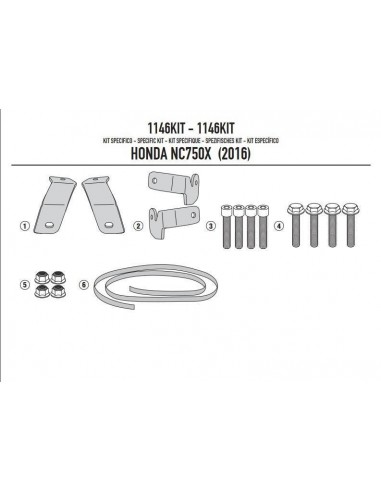 Kit de montagem Givi 1146KIT para Honda NC 750...