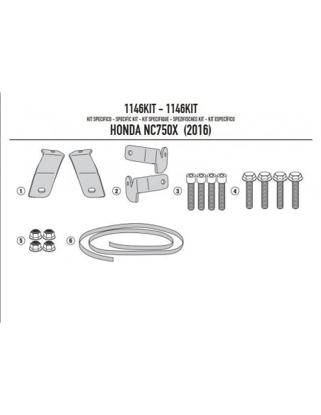 Kit Anclajes Givi 1146KIT Honda NC 750 S / X (16-17)