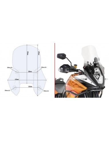 Para-brisa transparente Givi D7703ST KTM...