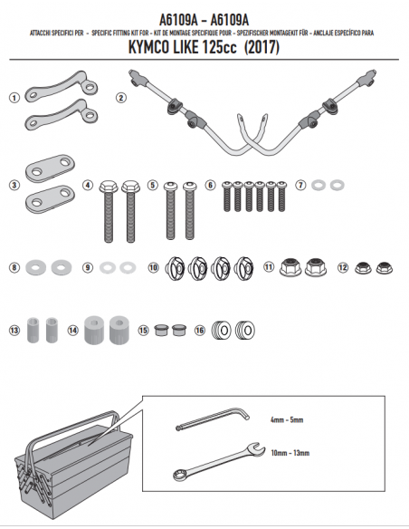 Kit Montaje Givi A6109A Kymco Like 125 (17-18)