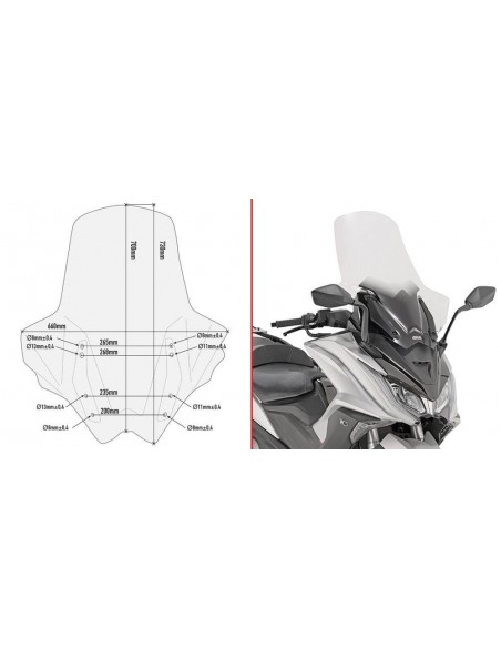Para-brisa transparente Givi D6110ST Kymco AK 550 (17-)