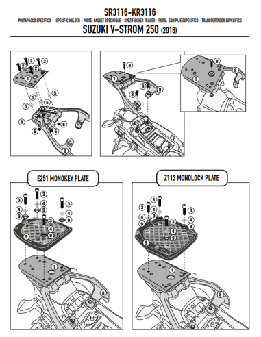 Fijación Trasera Givi SR3116 Suzuki V-Strom 250 (17-)