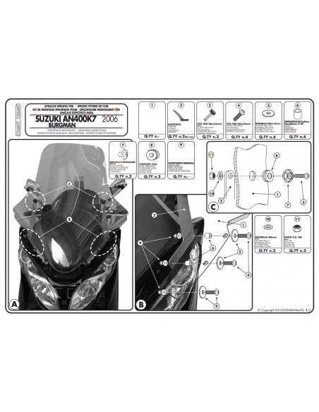 Givi Kit De Montagem D266KIT Suzuki Burgman 400 (06-16)