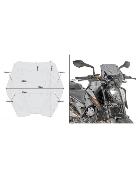 Para-brisa fumê Givi A7708 para KTM Duke 790 (18 - )