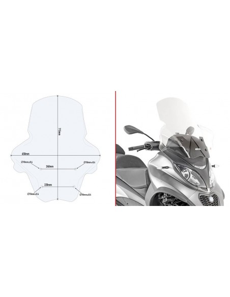 Givi D5613ST Tela transparente Piaggio MP3 350 / 500 (18 - )