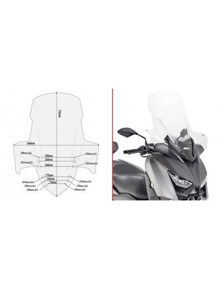 Para-brisa Givi D2136ST transparente para Yamaha X-MAX 125 / 300 / 400 (17-19)