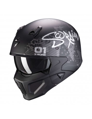 Casco Scorpion Covert-X XBORG | Mate-Negro y plata Casco Scorpion Covert-X XBORG | Mate-Negro y plata