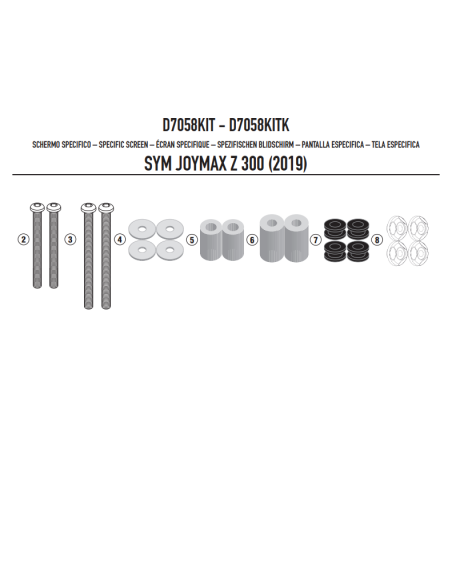 Kit de montagem Givi D7058KIT para SYM Joymax 300 (19 - )