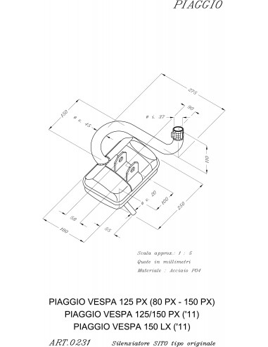Escapamento Leovince Sito para Vespa PX 125/150