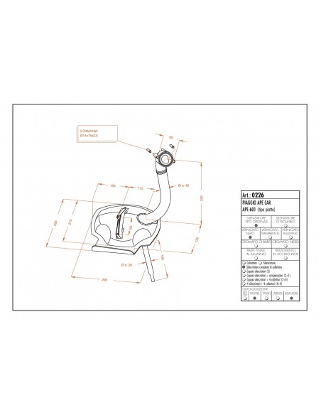Escape Leovince Sito Piaggio Ape Car - Ape 601 (Flat Shape)